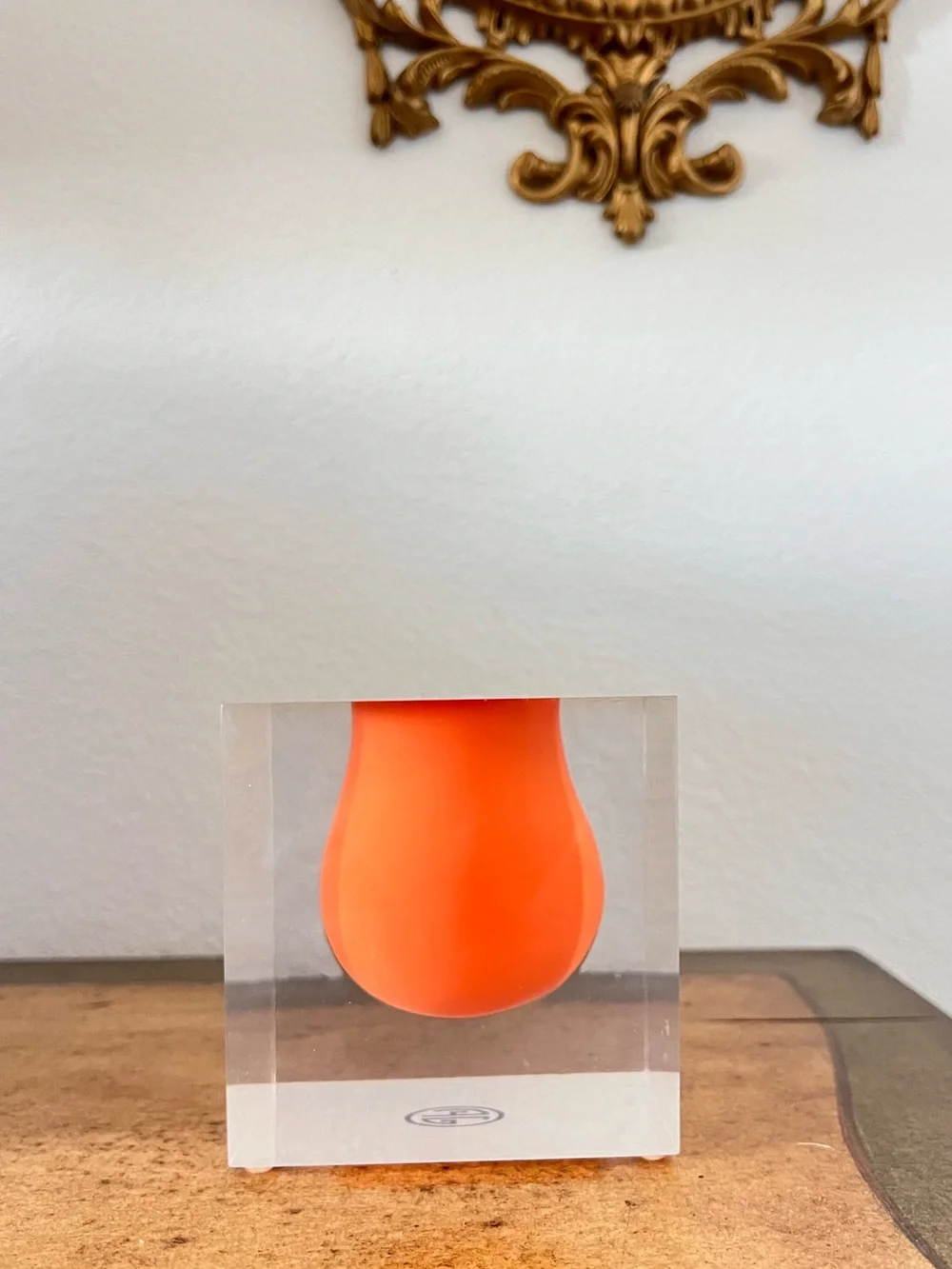 Jonathan Adler Bel Air Mini Scoop Vase Orange Acrylic Cube Modern‎ Decor 11